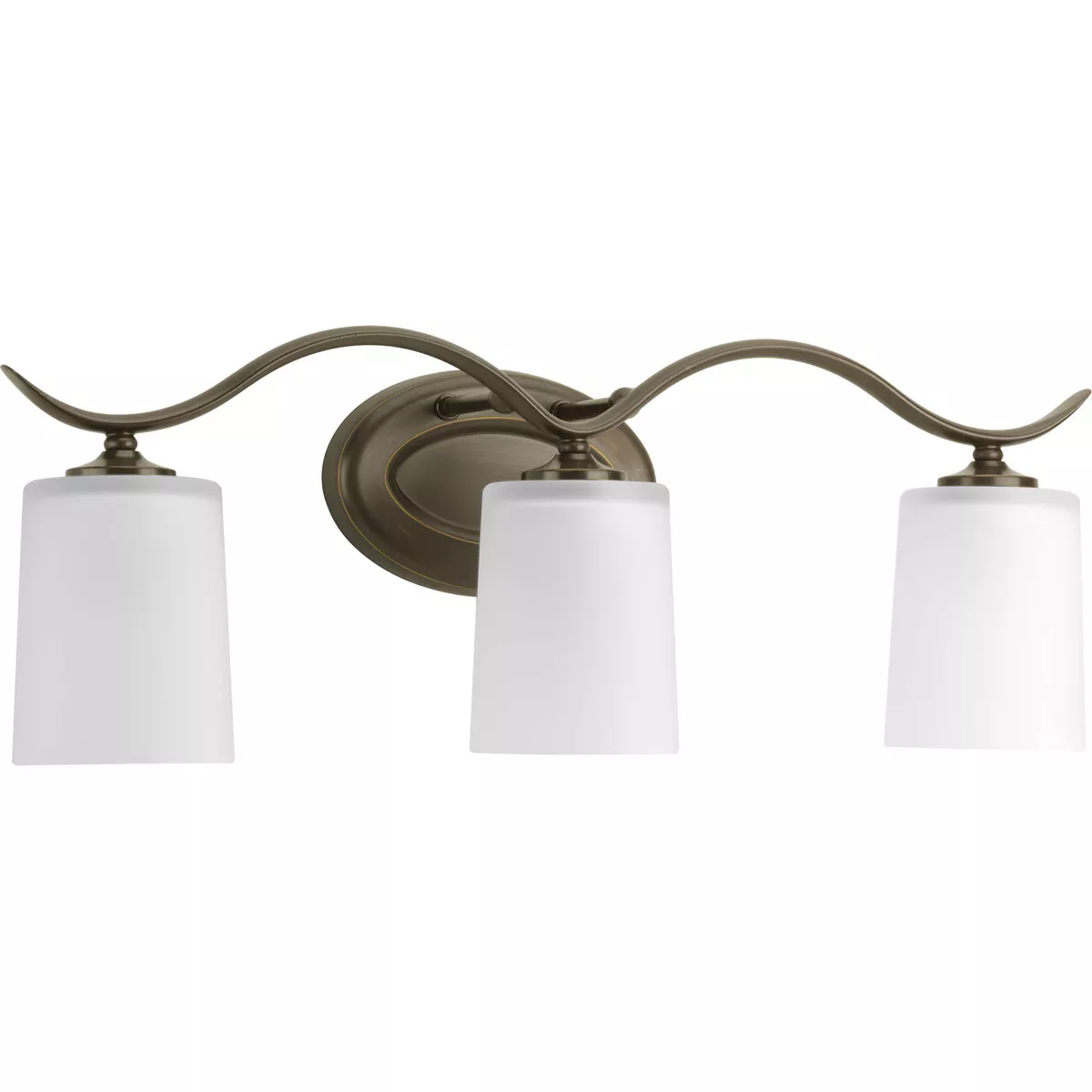 Progress P2020-20 Inspire Collection Three-Light Antique Bronze Etched Glass Traditional Bath Vanity Light