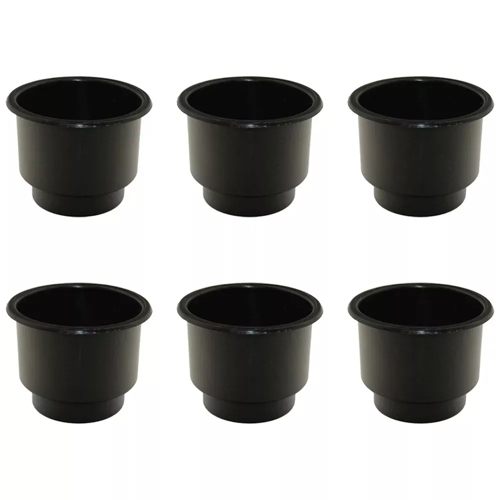 Qty 6: Black Plastic Cup Holder (Jumbo) Fits Universal Products