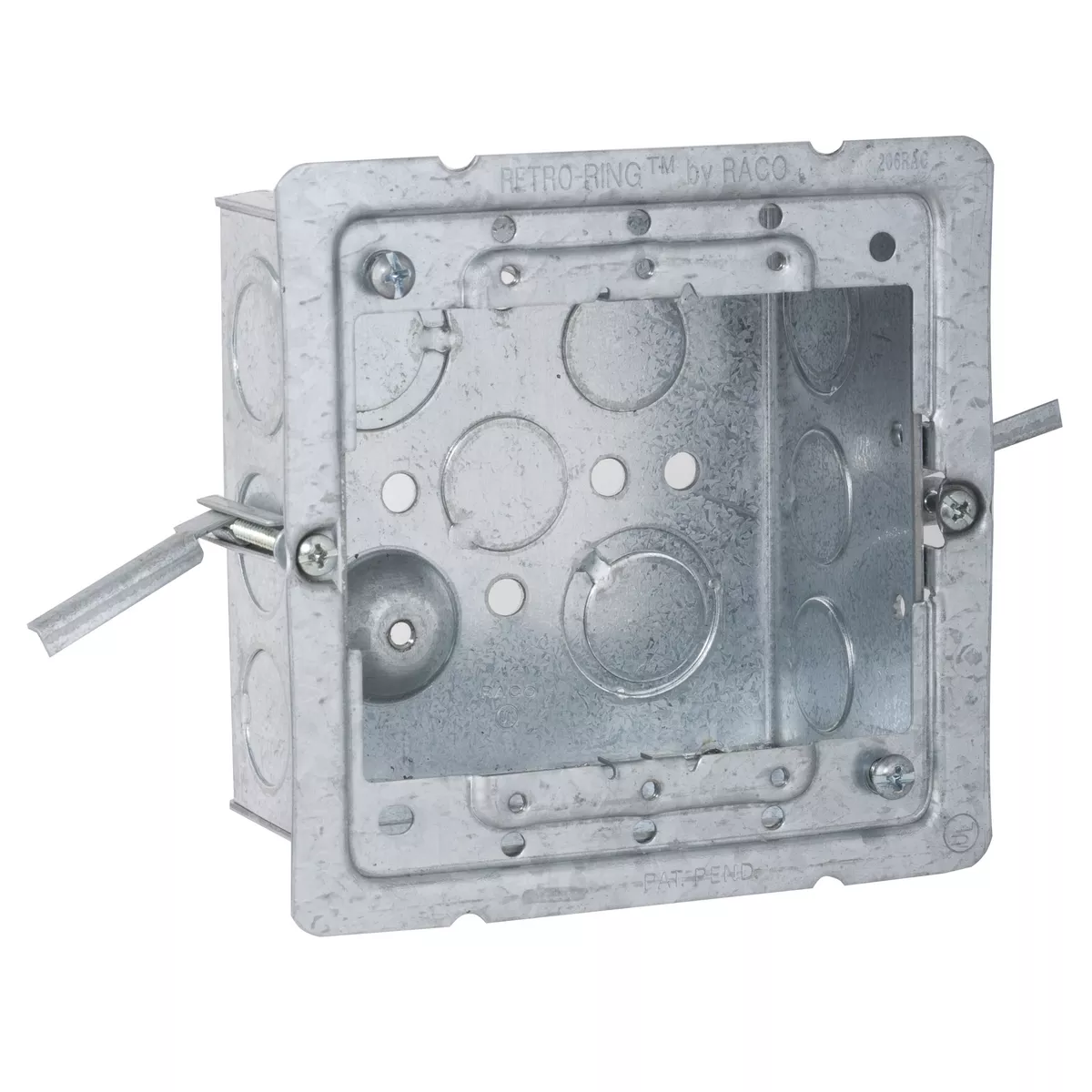 Raco 232-OW 4" Square Box, Welded, 2-1/8" Deep, (10) 1/2" KOs & (5) TKO's, Old Work