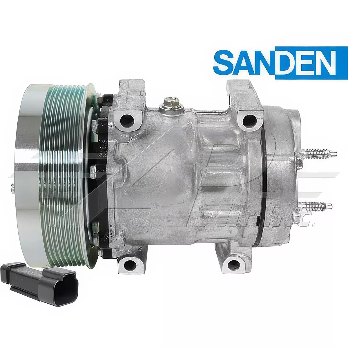 Sanden SD7H15SHD, 6" 8 Groove Clutch, 24 Volt for Caterpillar