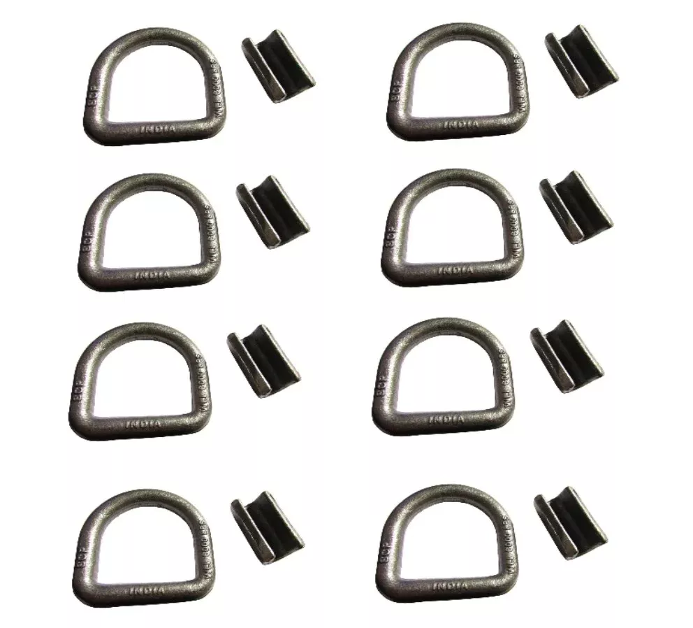 Set of 8 Weld-On 5/8" Forged D-Rings for Trailer/Truck Tie-Down