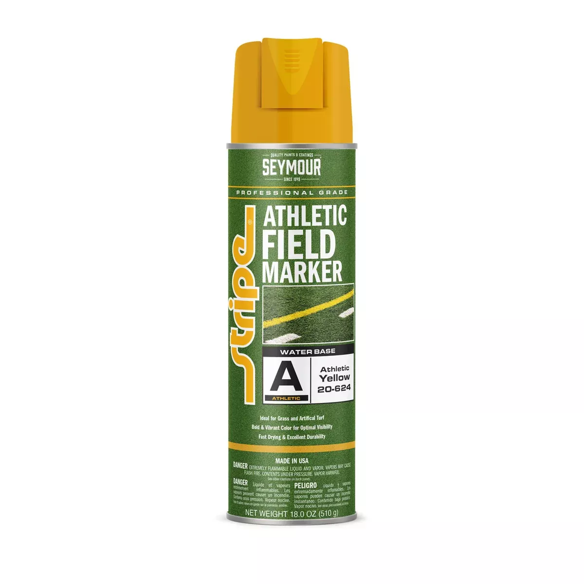 Seymour 20-624 Stripe Athletic Field Marking Paint 20 Oz. - Athletic Field Yellow
