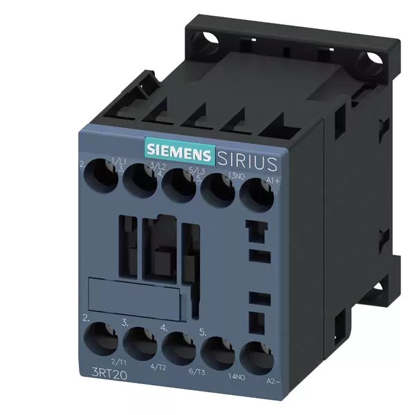 Siemens 3RT20161BB41 24 VDC 9 Amp 3-Pole 1NO Screw Terminal IEC Contactor