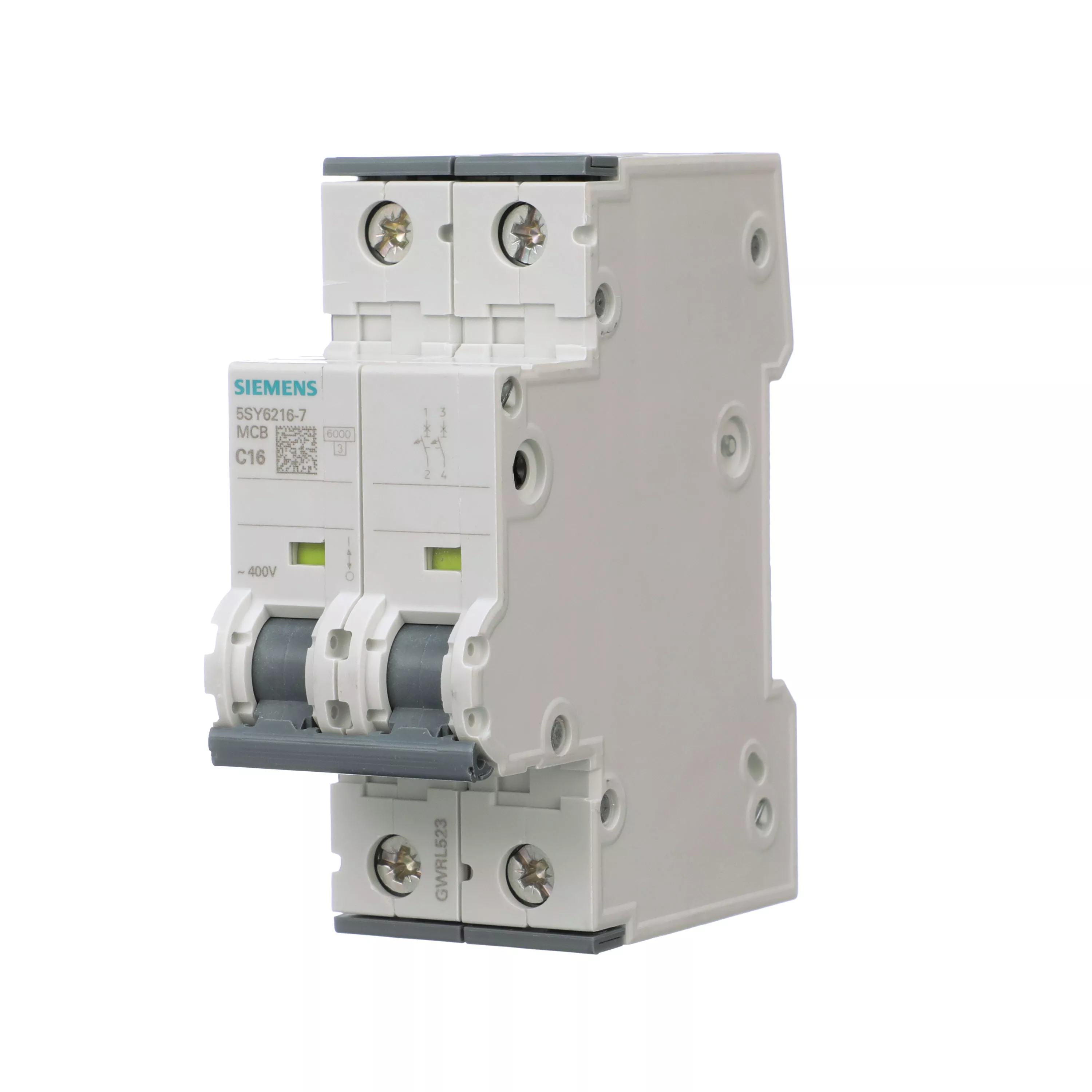 Siemens 5SY6216-7 2-Pole 16 Amp 400 VAC 6 kA Curve C Supplementary Protector
