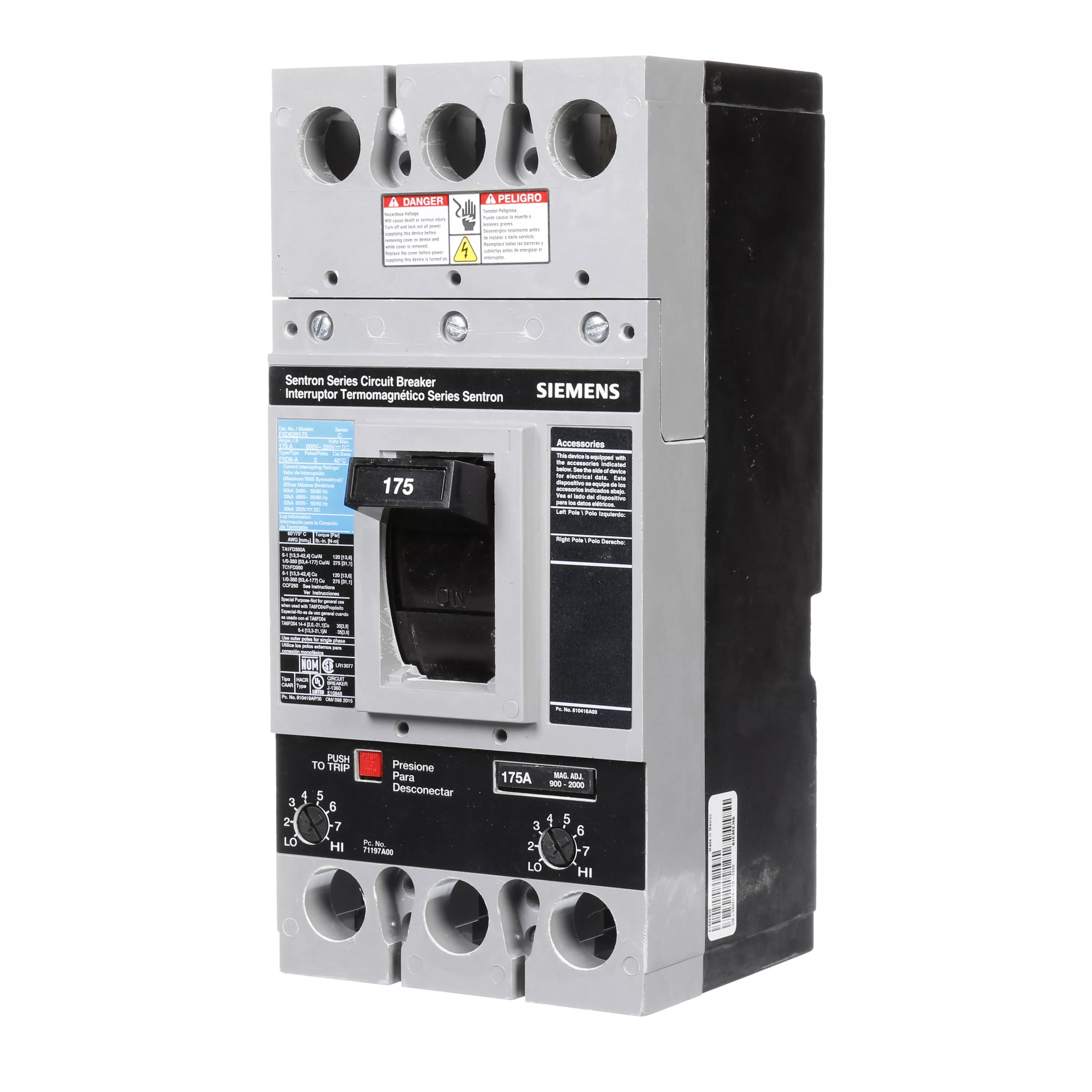 Siemens FXD62B175 BRKR FD6 2P 600V 175A