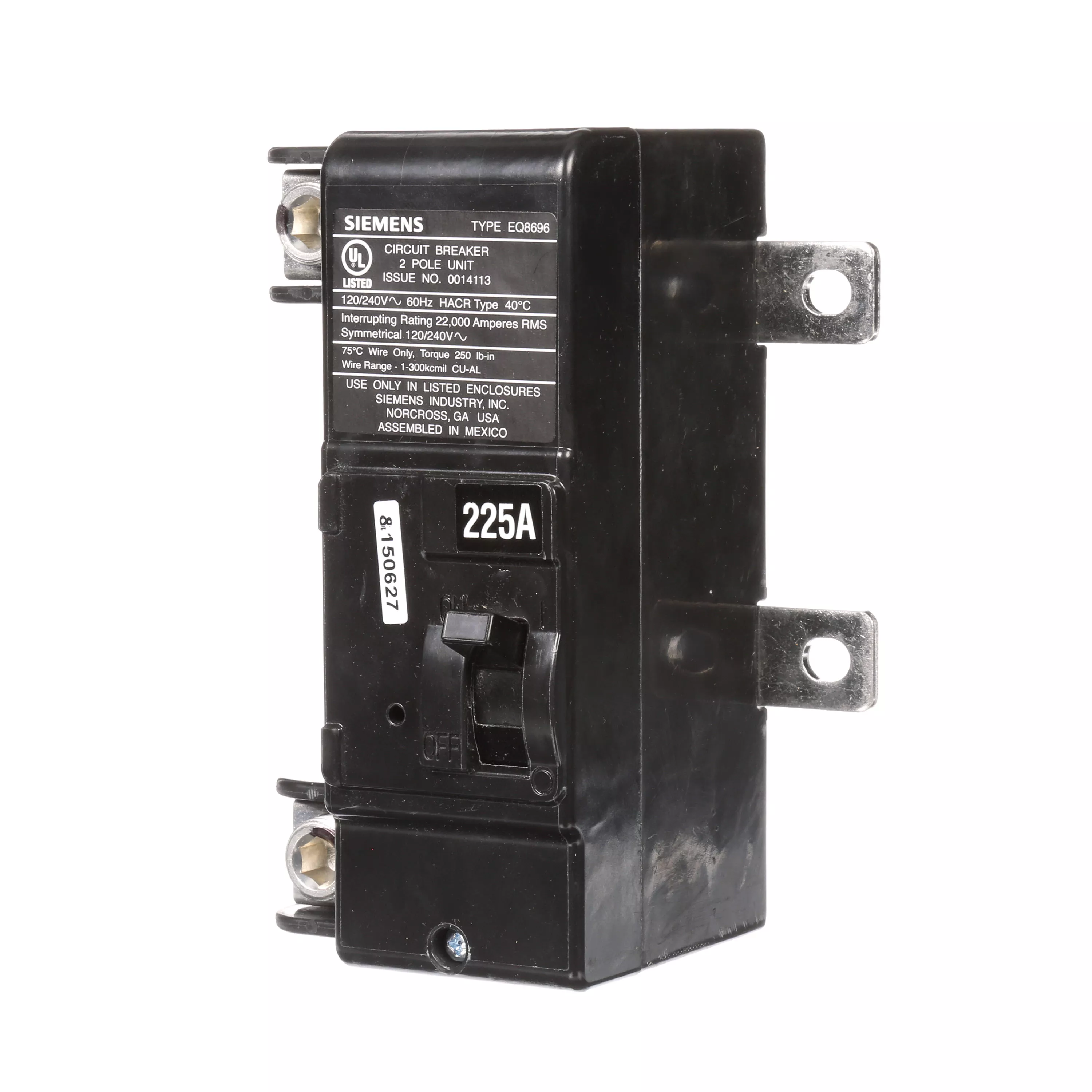 Siemens MBK225A 2-Pole 225 Amp 120/240 Volt Main Circuit Breaker