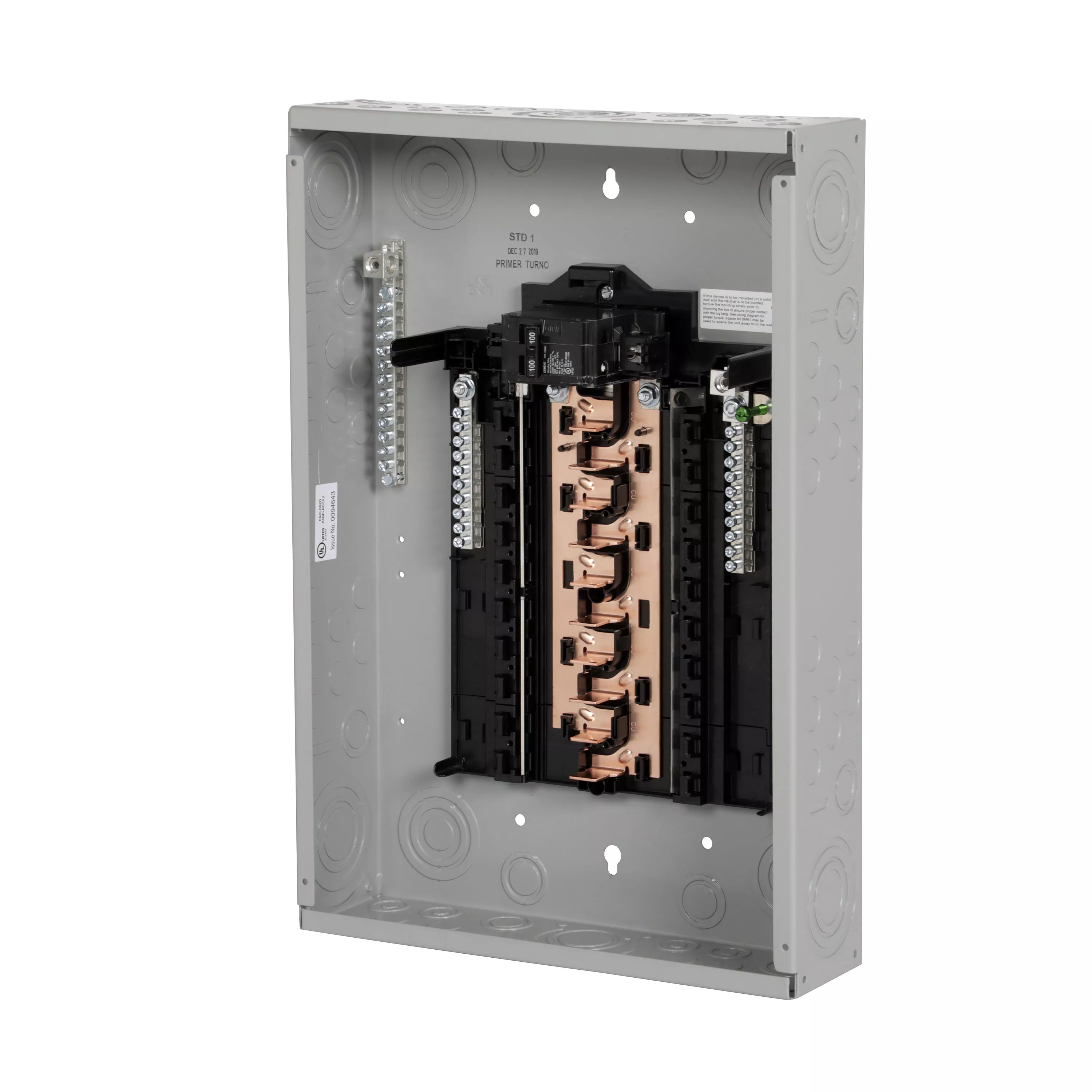 Siemens PN2020B1100C 100A Main Breaker / Convertible Load Center, 20 Spaces / 20 Circuits, 1Phase 3Wire 120/240V, Copper Bus, NEMA-1, Gray
