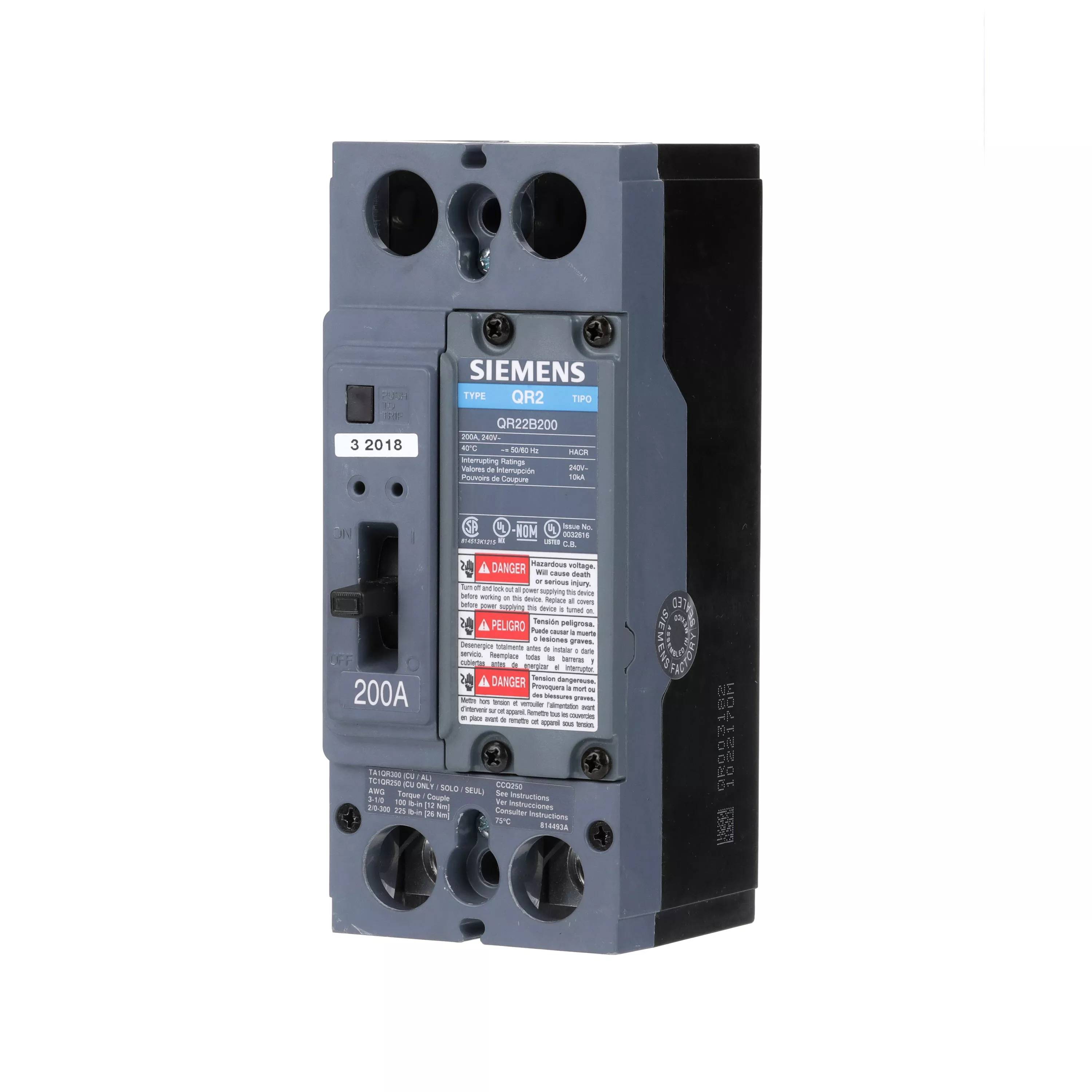 Siemens QR22B200L QR MCCB,10kA@2