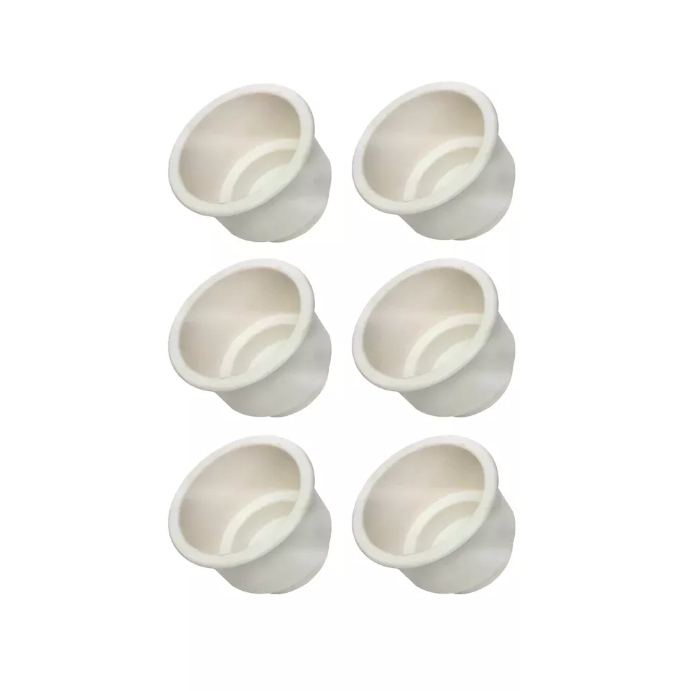 Six (6) Two Tiered White Plastic Cup Holder For Boats RVs Car Truck Pool Table