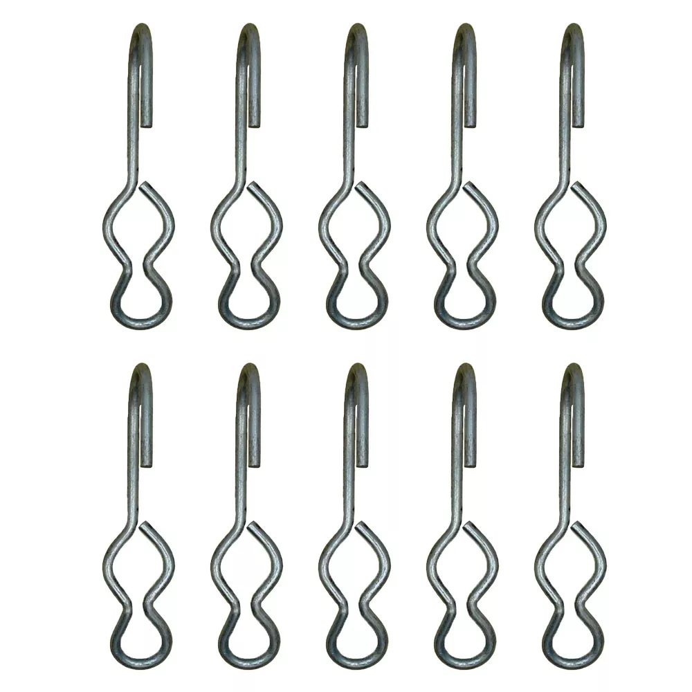 SJ Hooks 10 Piece Set Rubber Rope Hooks Double Eye Hooks TRRSJ For Canvas/Tarp