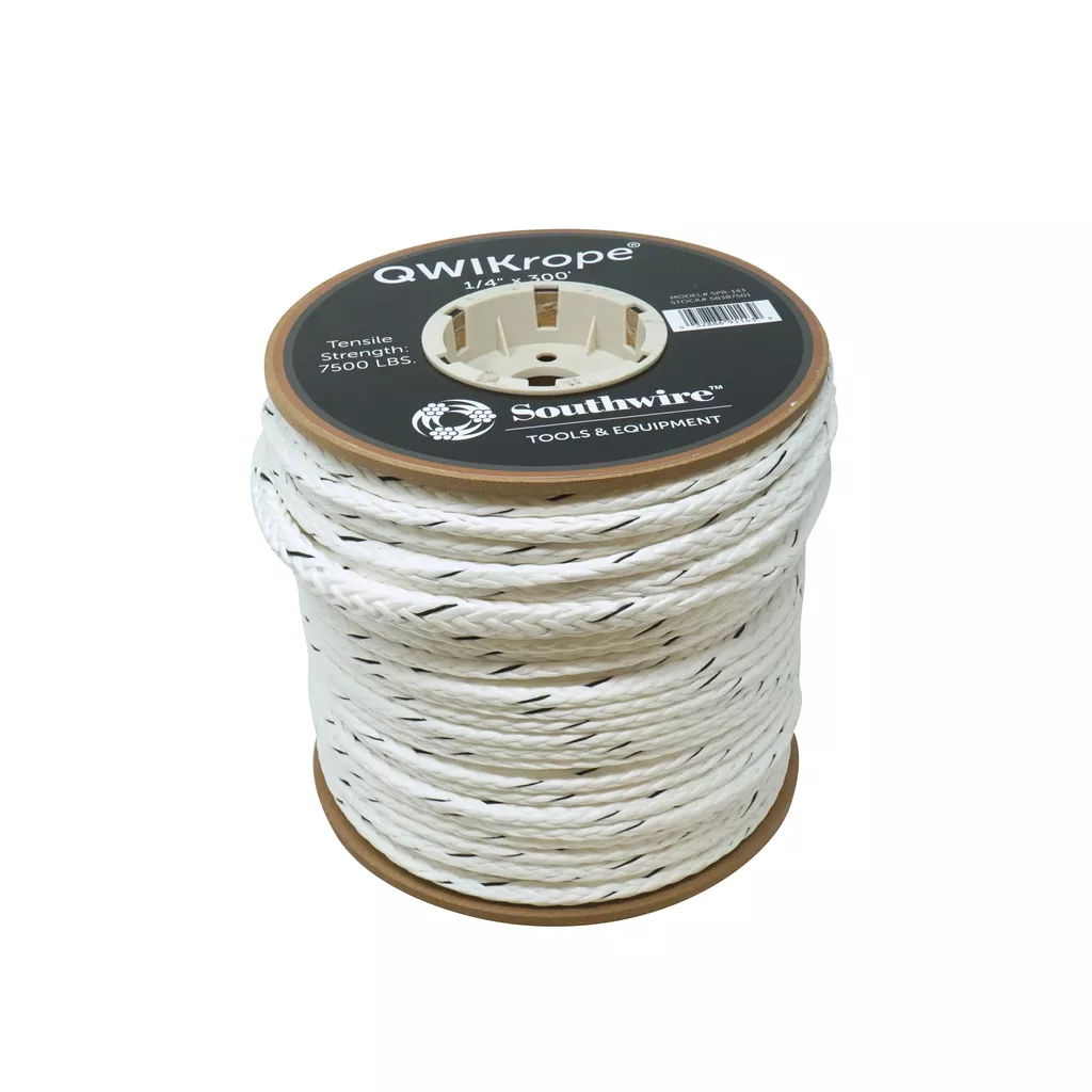 Southwire 64865701 1/8" x 600ft QWIKrope™ Conduit Pulling Rope, 1100lb Pulling Strength, Polyethylene Fibers