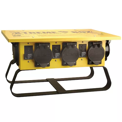 Southwire 6506UGSD X-Treme Box™ Temporary Power Distribution Unit w/ GFCI Protection, NEMA 5-20, 120V 20A 2P3W T-Slot Duplex Receptacles, Sled Base