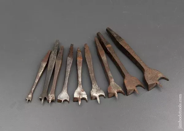 Working Set of Nine 19th Century Center Bits for Bit Brace - 91481