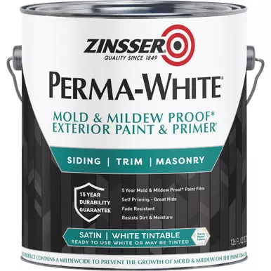 Zinsser Perma-White White-Tintable Satin Gallon Mildew Paint 3101 787868